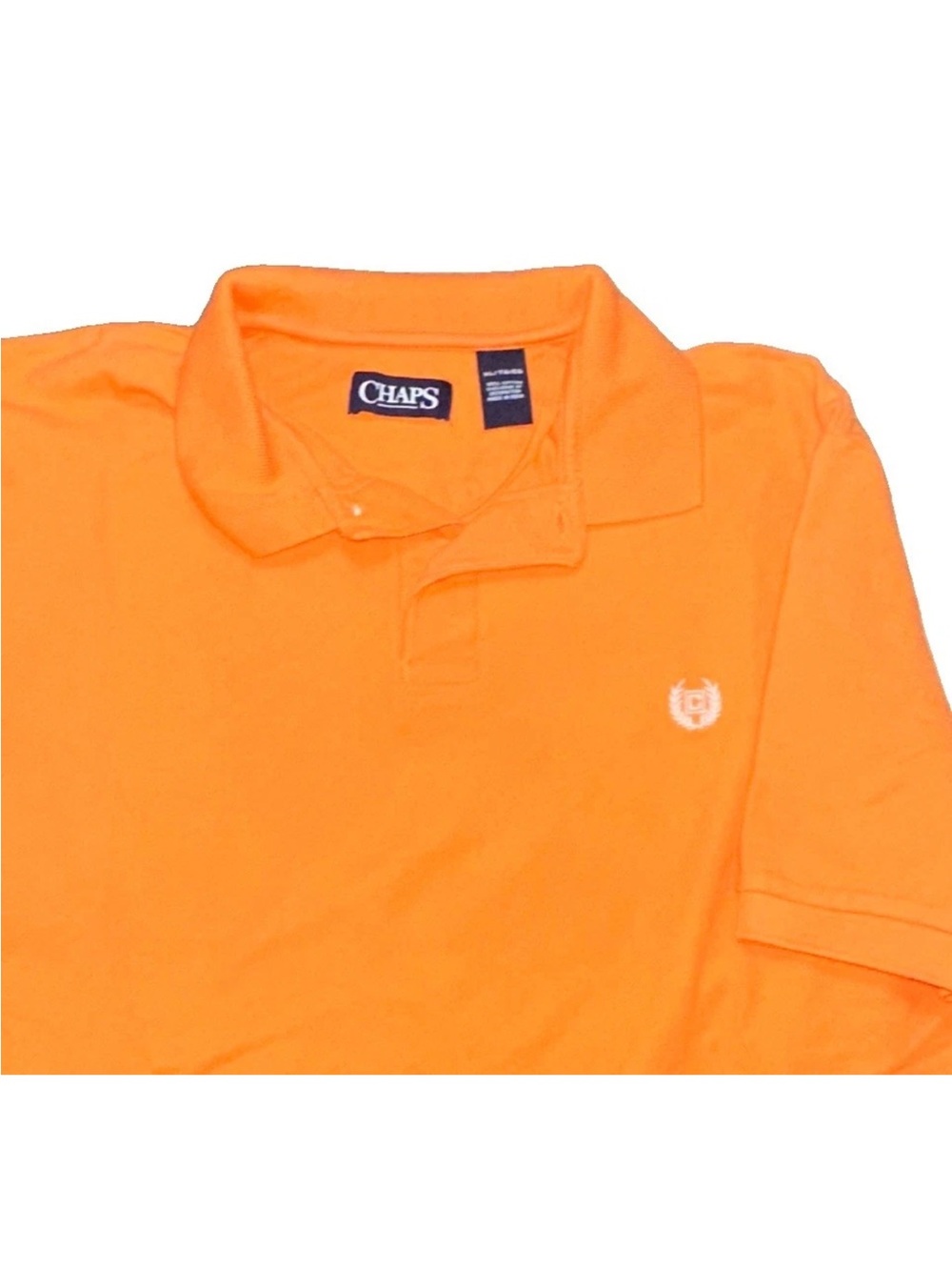Chaps Men's Bright Orange Polo with Embroidered Crest